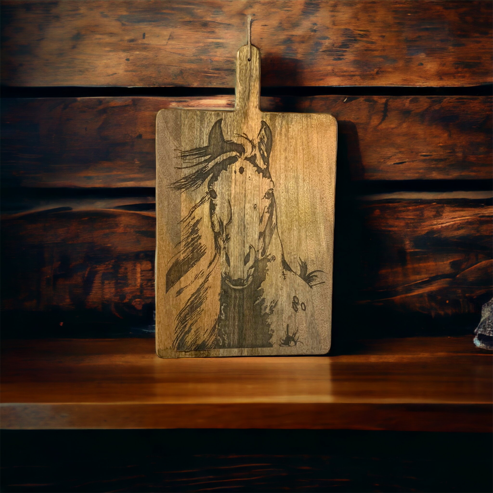Branding Iron Large Horse Chopping Board- Natural 