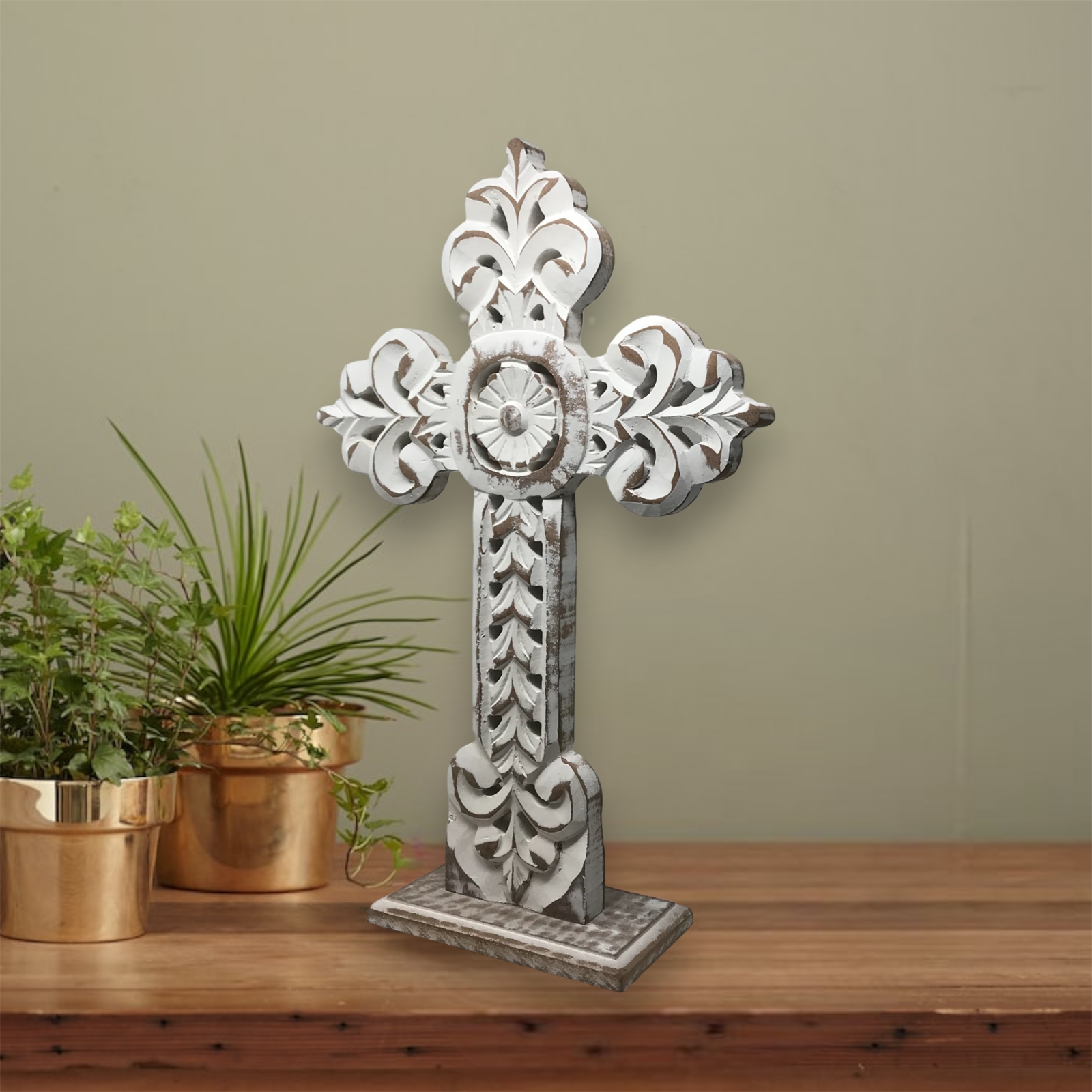 Abigail Table Cross - White Wash