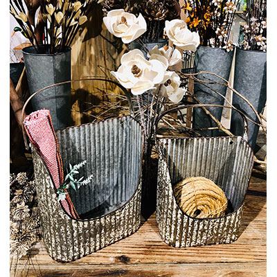 Set of 2 Coal Buckets for Wall/Table 